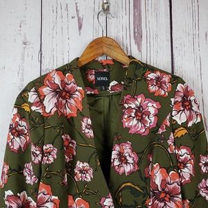 XOXO Blazer Womens Size XS Floral One Button Flare Sleeve Green